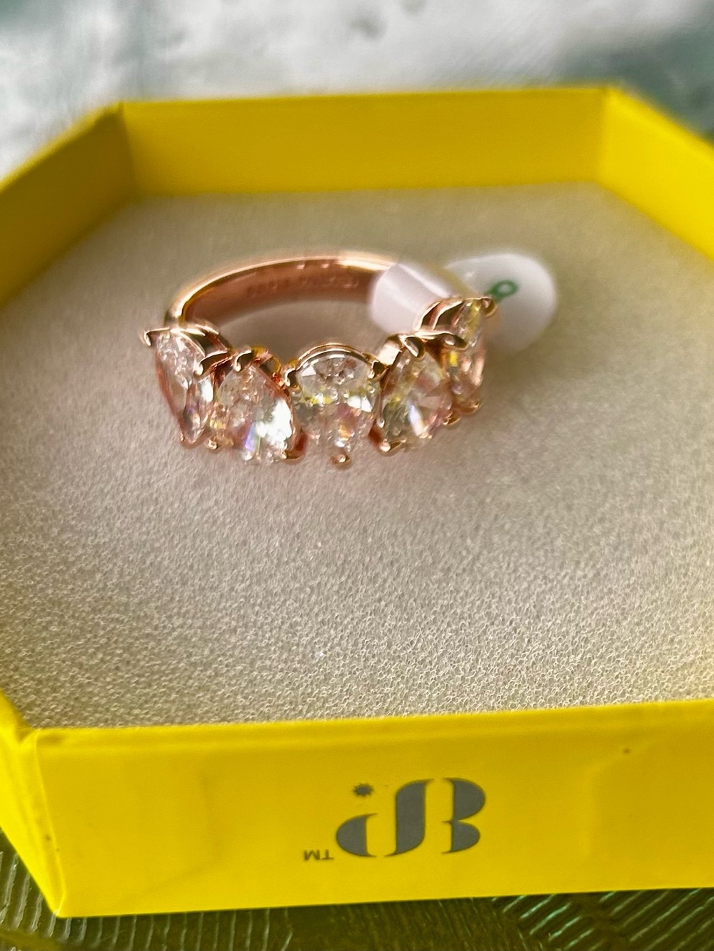 Bomb Party OG Rose Gold Sparkling Teardrop CZ Band Ring. Size 8